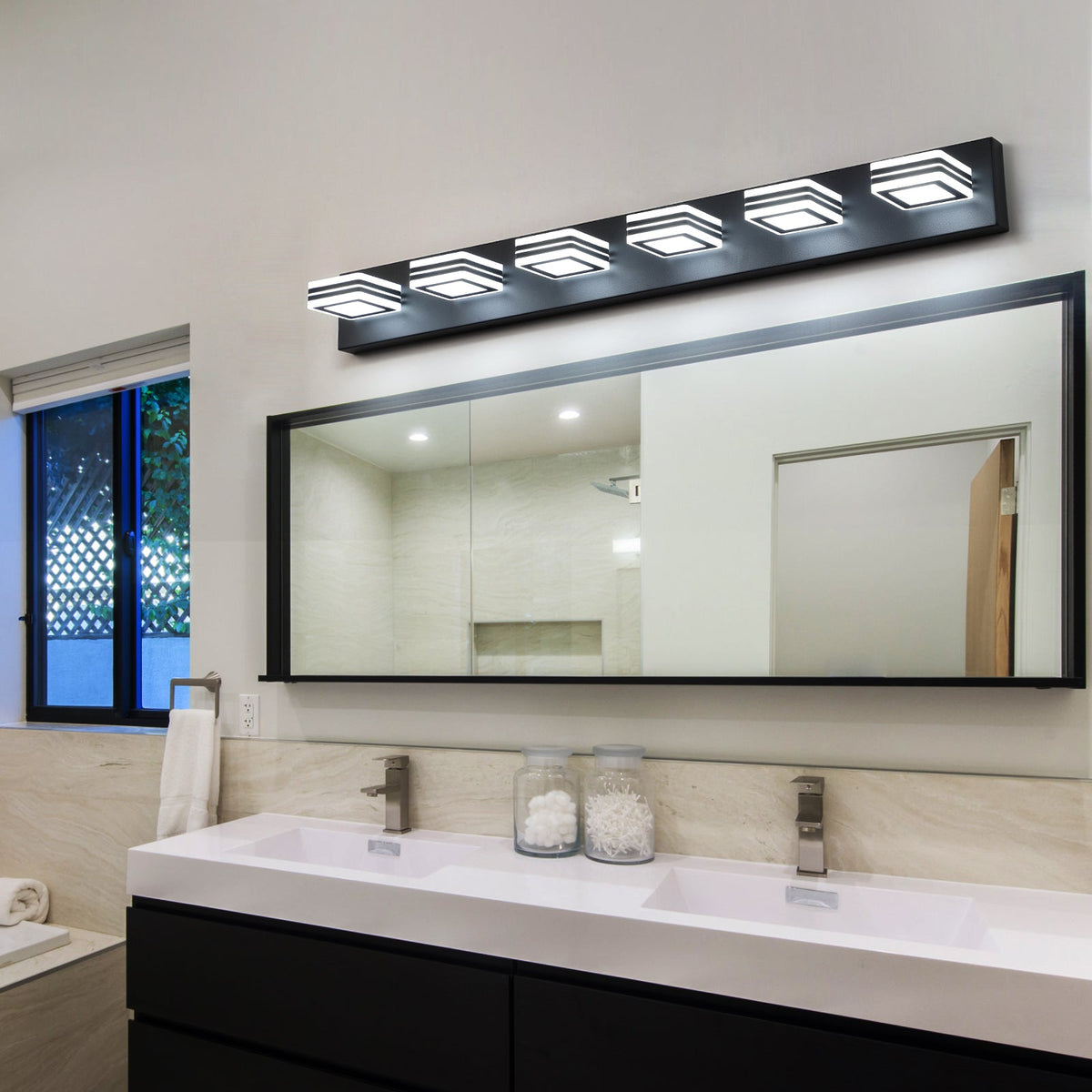 LED Modern Black Vanity Lights, 6-Lights Acrylic