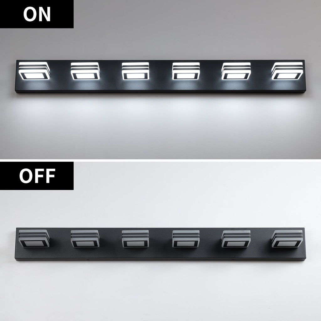 LED Modern Black Vanity Lights, 6-Lights Acrylic