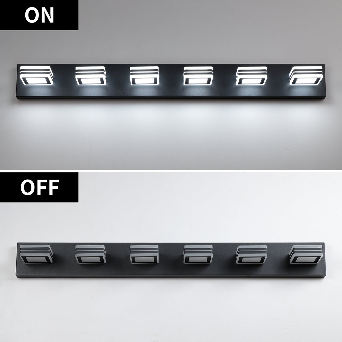 LED Modern Black Vanity Lights, 6-Lights Acrylic