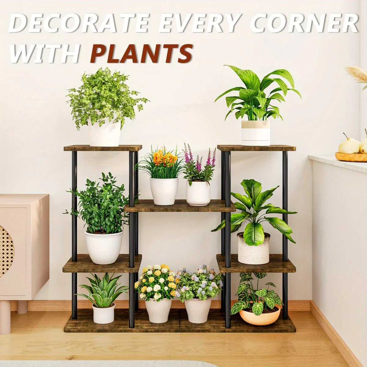 INGIORDAR 4-Tier Metal Plant Stand Indoor 10 Pot