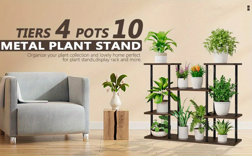 INGIORDAR 4-Tier Metal Plant Stand Indoor 10 Pot