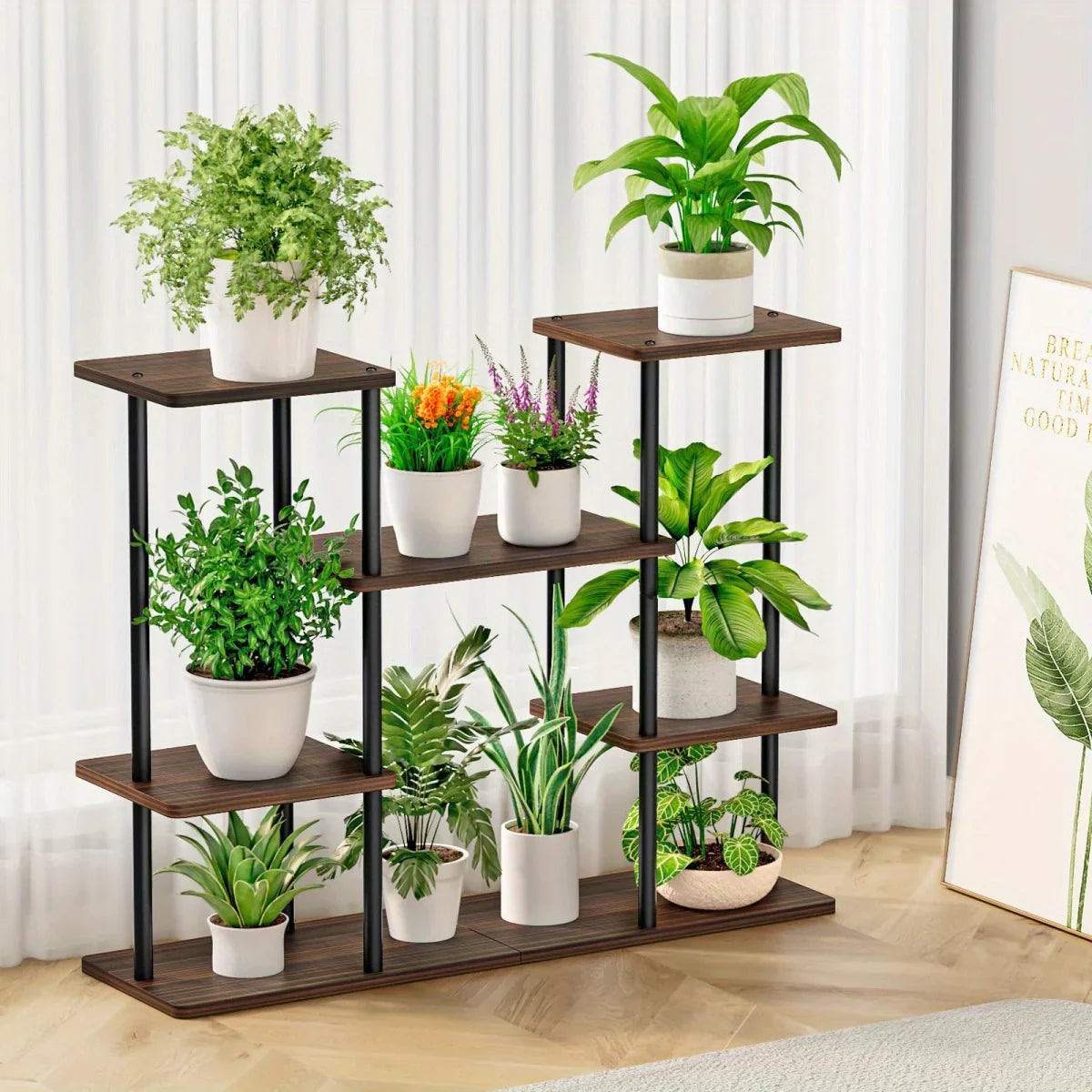 INGIORDAR 4-Tier Metal Plant Stand Indoor 10 Pot