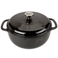 Round 6-Quart Black Enamel Cast Iron Dutch Oven