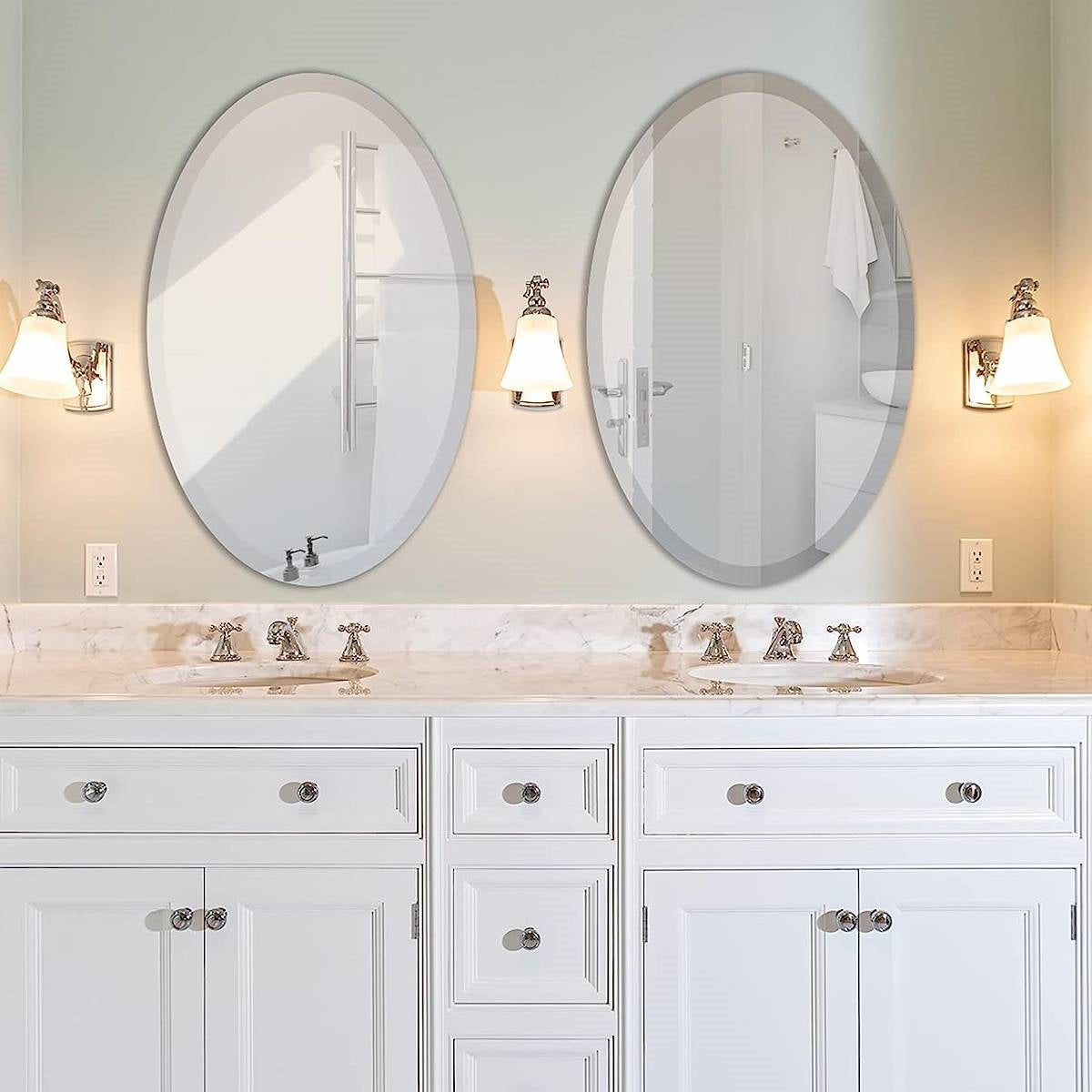 Oval 36 x 24-inch Beveled Bathroom Living Room Vanity
