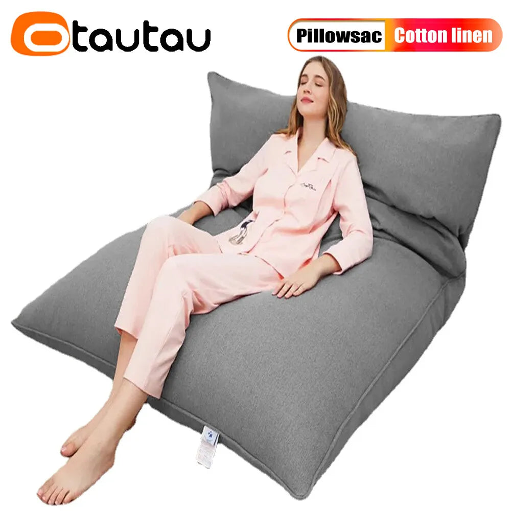 OTAUTAU Cotton Linen Pillow Sac Cover Double Sofa Bed