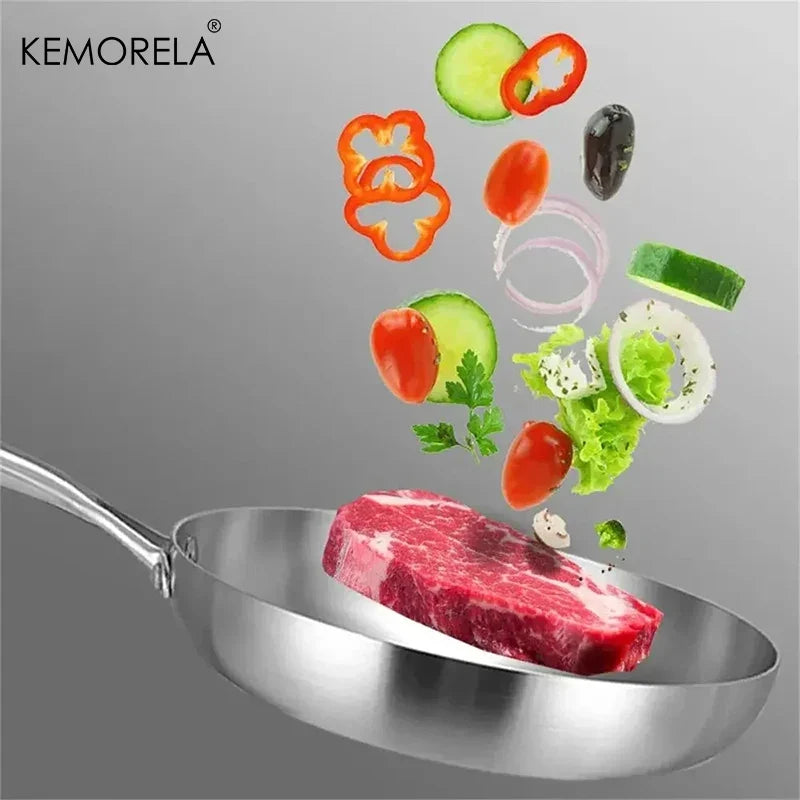 2/3PCS Frying Pan  Stainless Steel Thick Wok Pan