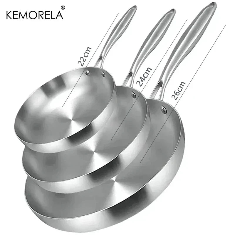 2/3PCS Frying Pan  Stainless Steel Thick Wok Pan