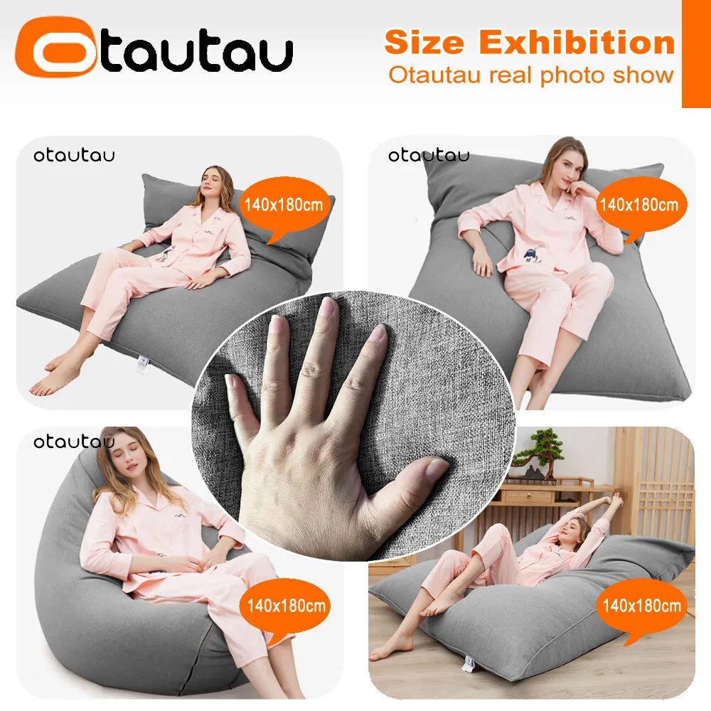 OTAUTAU Cotton Linen Pillow Sac Cover Double Sofa Bed