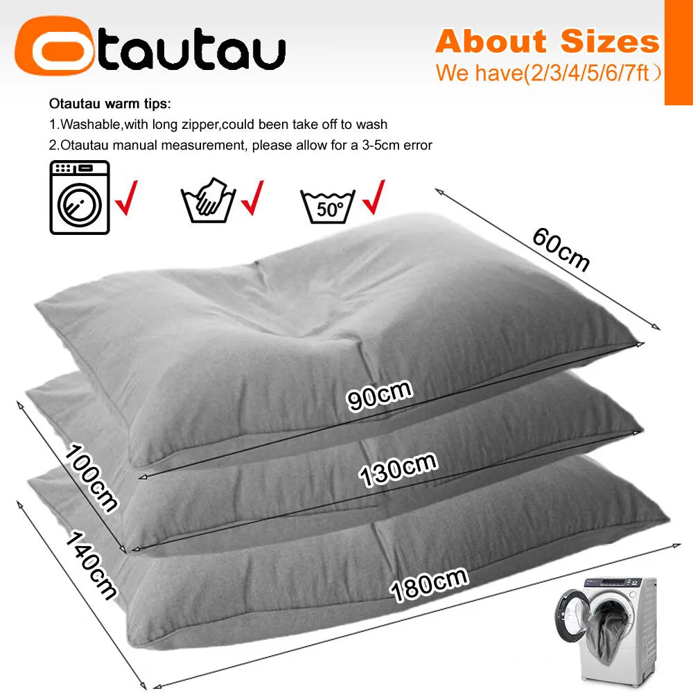 OTAUTAU Cotton Linen Pillow Sac Cover Double Sofa Bed