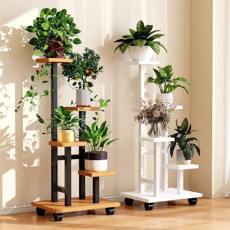 Mobile Iron Plant Stand Multi Tier Rolling Plant Rack