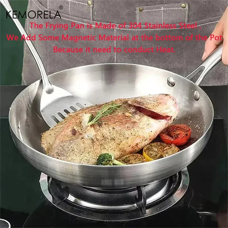 2/3PCS Frying Pan  Stainless Steel Thick Wok Pan