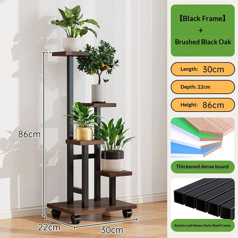 Mobile Iron Plant Stand Multi Tier Rolling Plant Rack