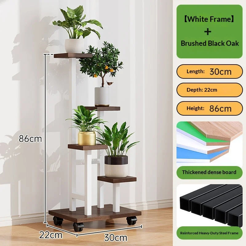 Mobile Iron Plant Stand Multi Tier Rolling Plant Rack