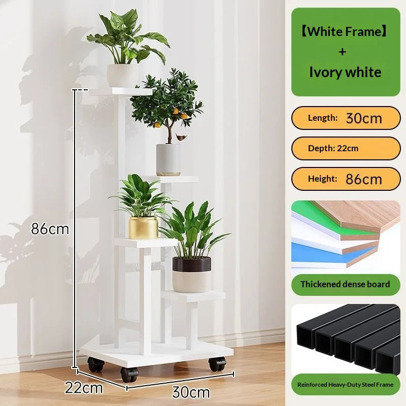 Mobile Iron Plant Stand Multi Tier Rolling Plant Rack
