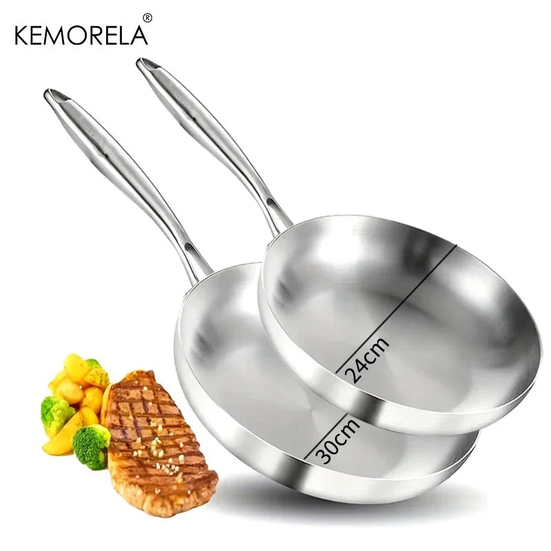 2/3PCS Frying Pan  Stainless Steel Thick Wok Pan
