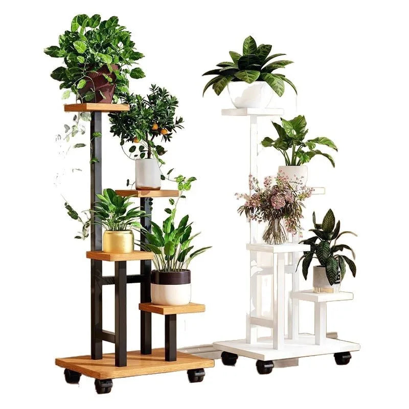 Mobile Iron Plant Stand Multi Tier Rolling Plant Rack