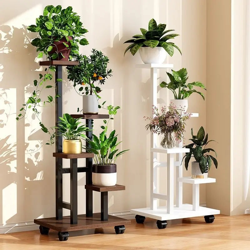 Mobile Iron Plant Stand Multi Tier Rolling Plant Rack