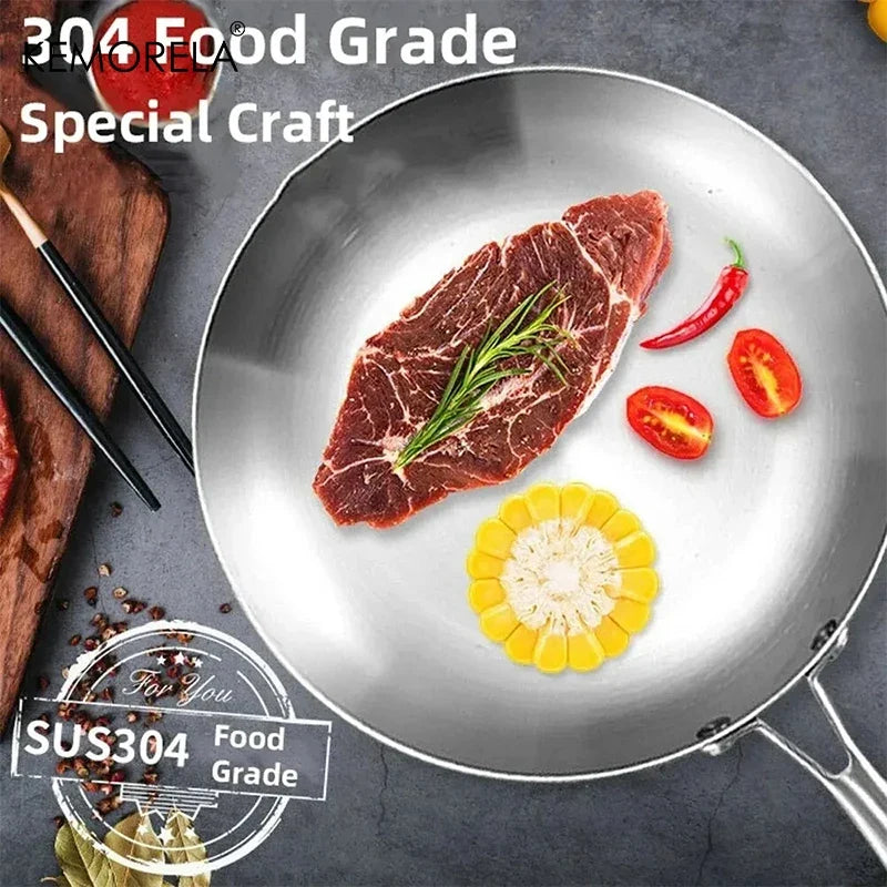 2/3PCS Frying Pan  Stainless Steel Thick Wok Pan