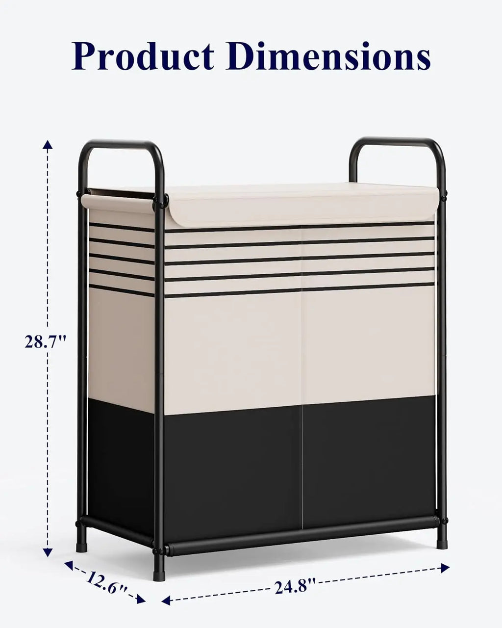 Double-Section Laundry Basket with Lid & Removable Bags