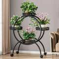 Metal Multi Tiers Rolling Plant Stand Indoor Outdoor
