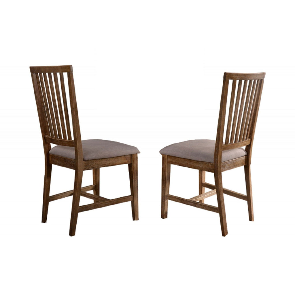 Open Slat Back Kitchen Side Chair (Set of 2) - Brown Oak