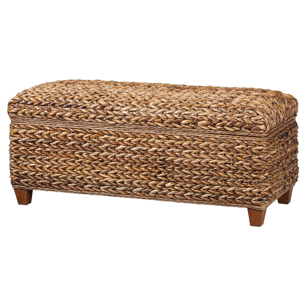 Laughton Hand-Woven Banana Leaf Storage Bench Amber