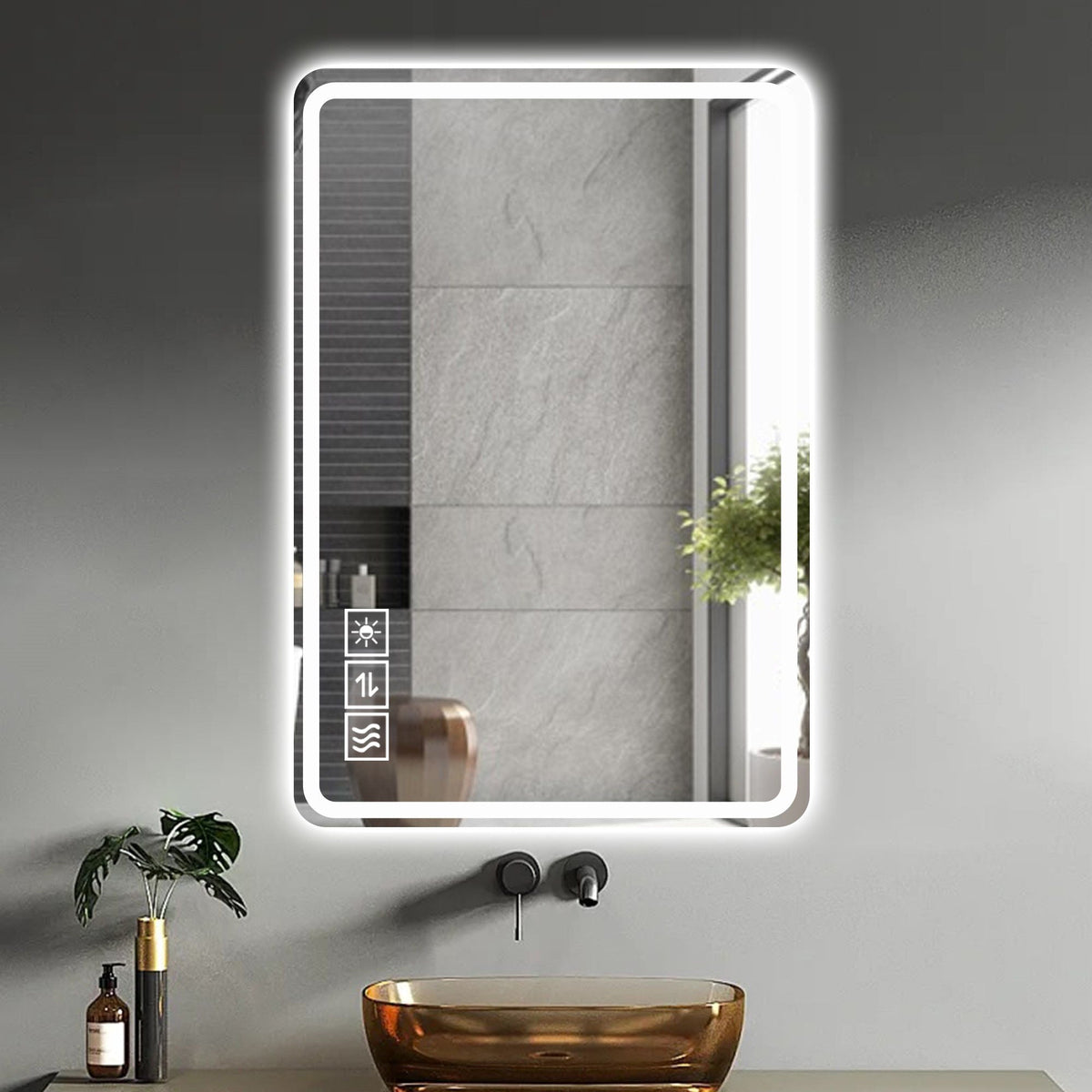 LED Bathroom Mirrors With Front Lights Wall Mounted Anti-Fog