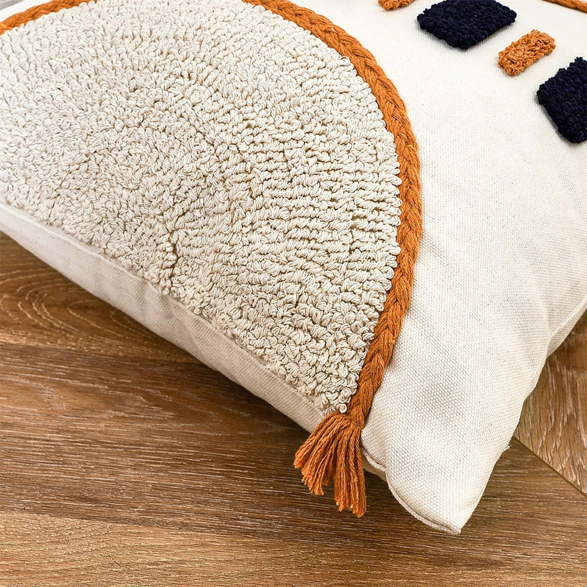 Cushion Cover Cotton Linen Pillowcase Tufted Beige Decorative