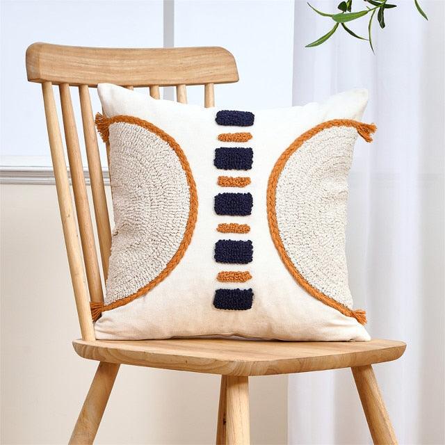 Cushion Cover Cotton Linen Pillowcase Tufted Beige Decorative