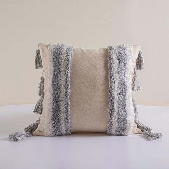 Cushion Cover Cotton Linen Pillowcase Tufted Beige Decorative