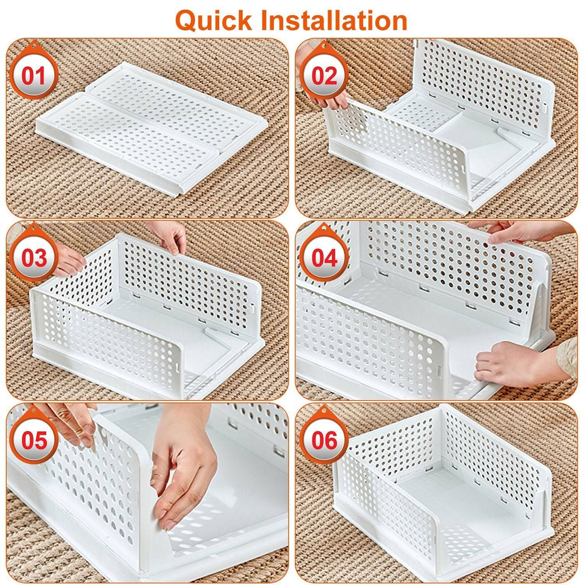 4 Packs Plastic Storage Box Closet Organizer