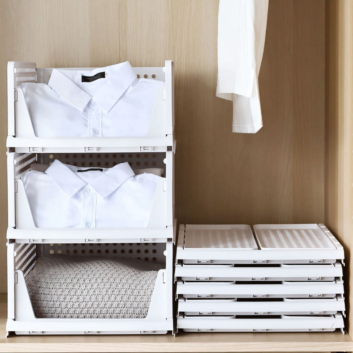 4 Packs Plastic Storage Box Closet Organizer