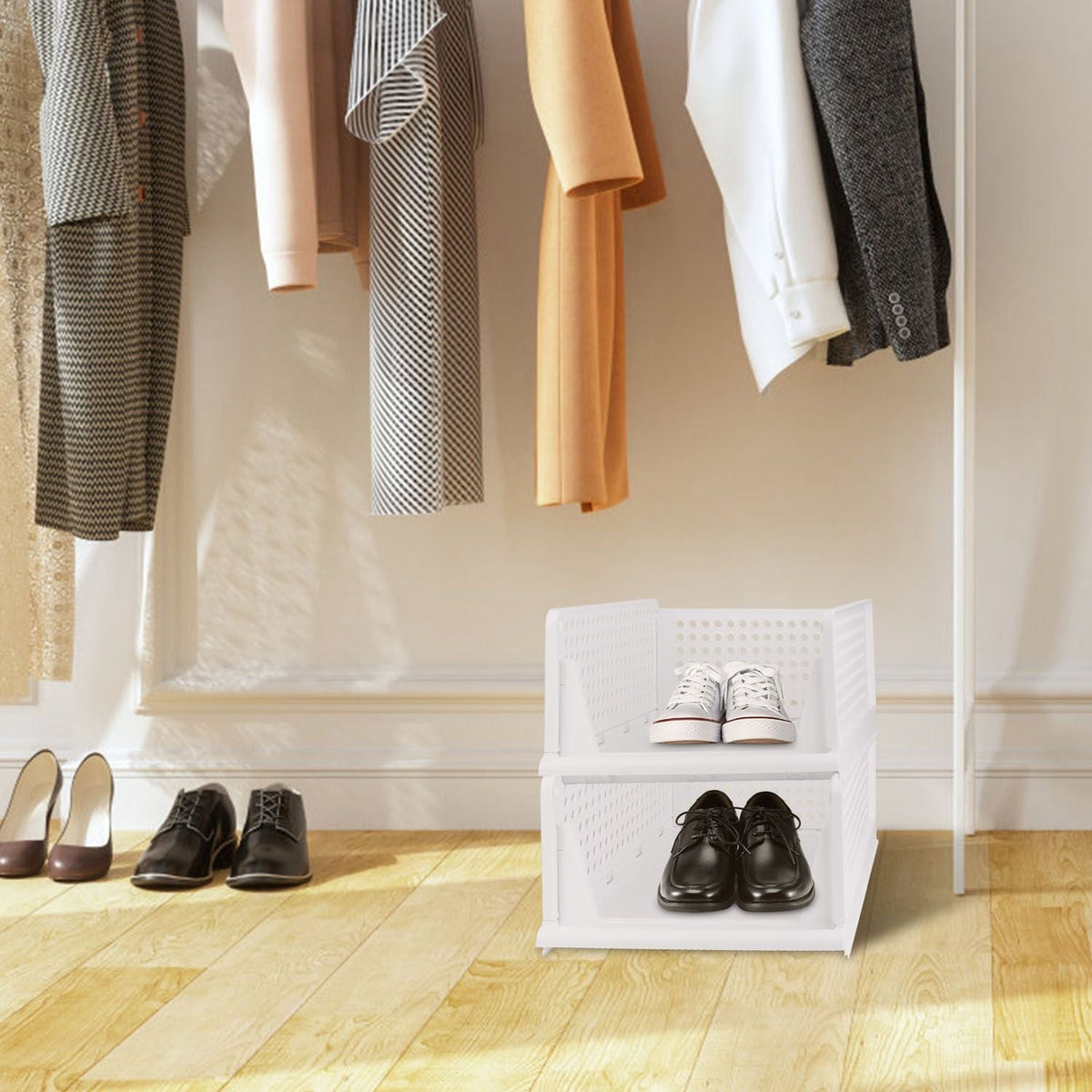 4 Packs Plastic Storage Box Closet Organizer