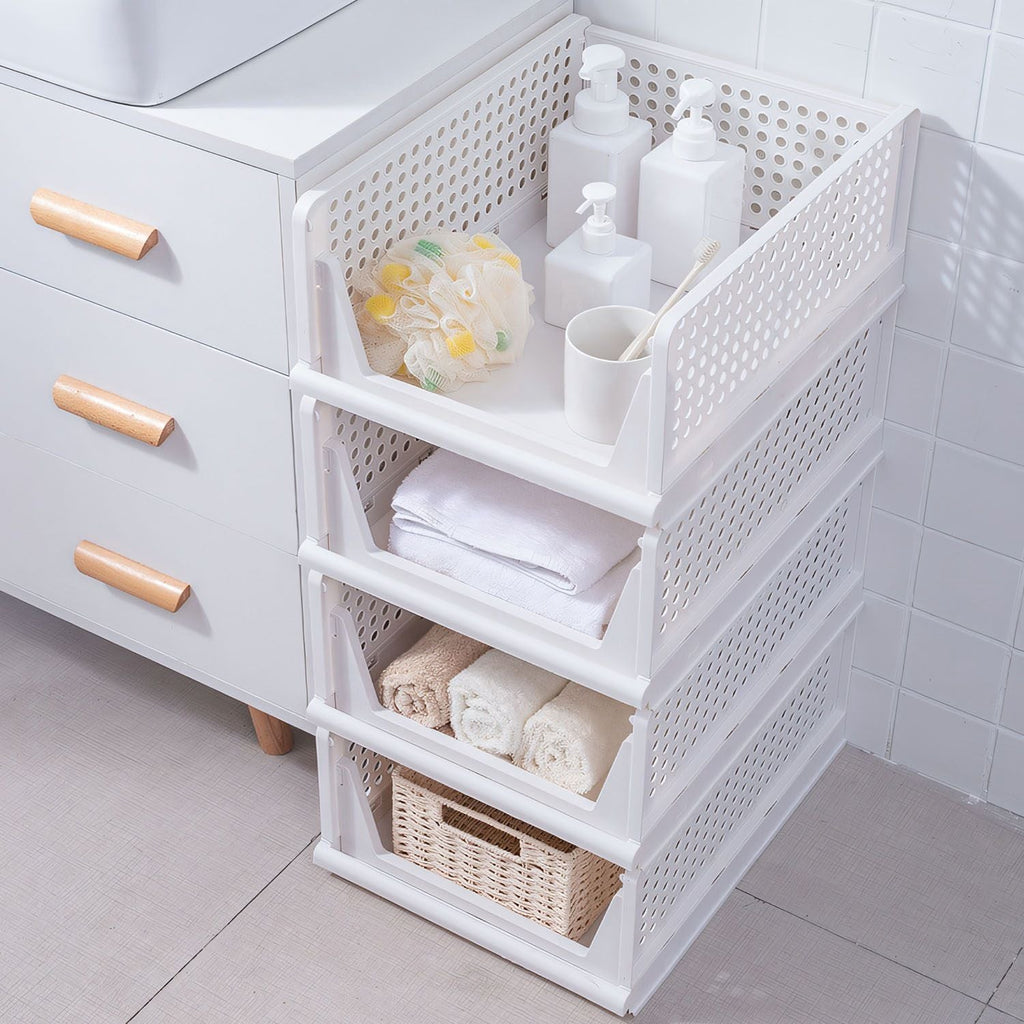 4 Packs Plastic Storage Box Closet Organizer