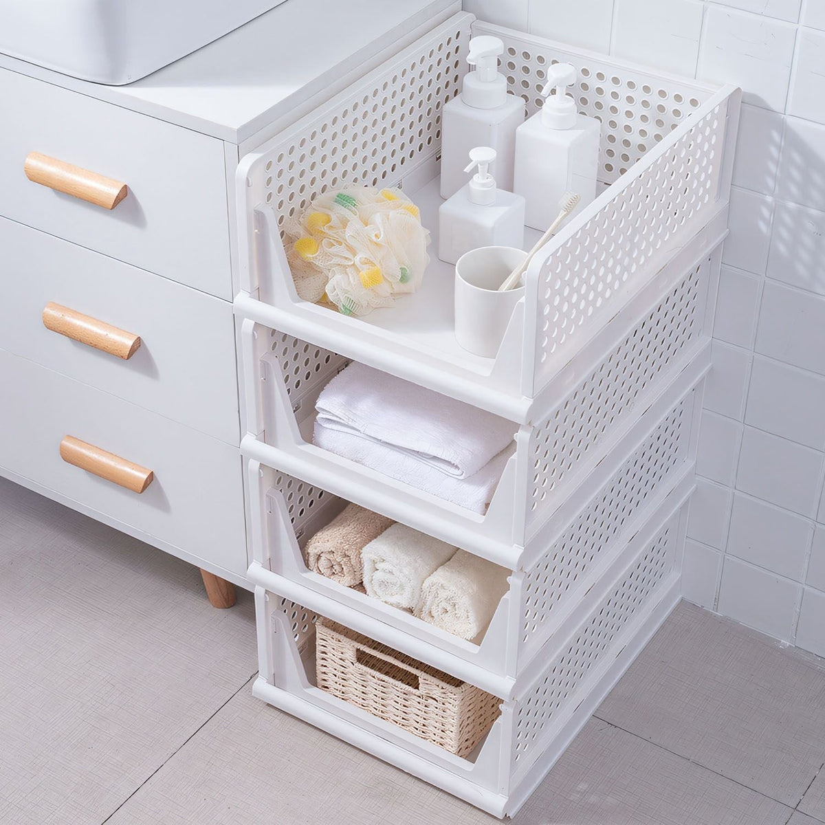 4 Packs Plastic Storage Box Closet Organizer