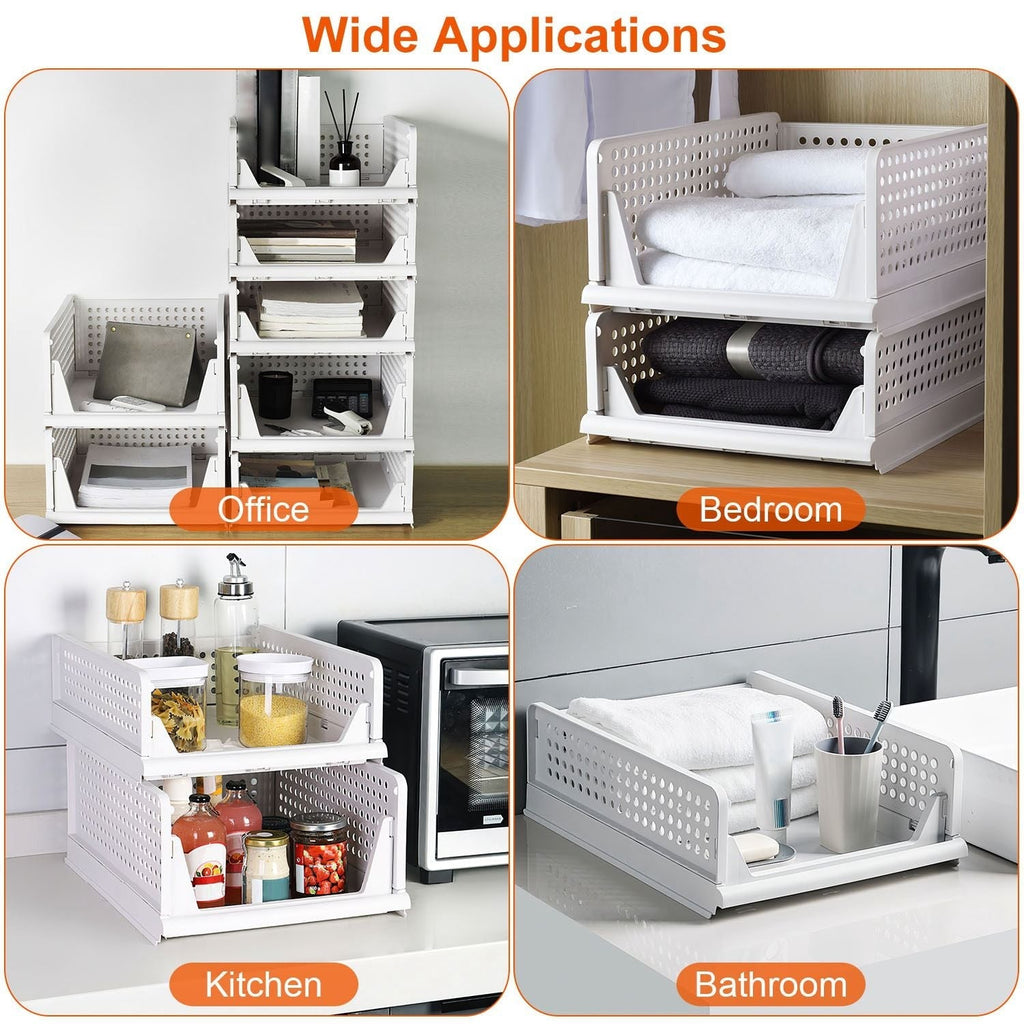 4 Packs Plastic Storage Box Closet Organizer