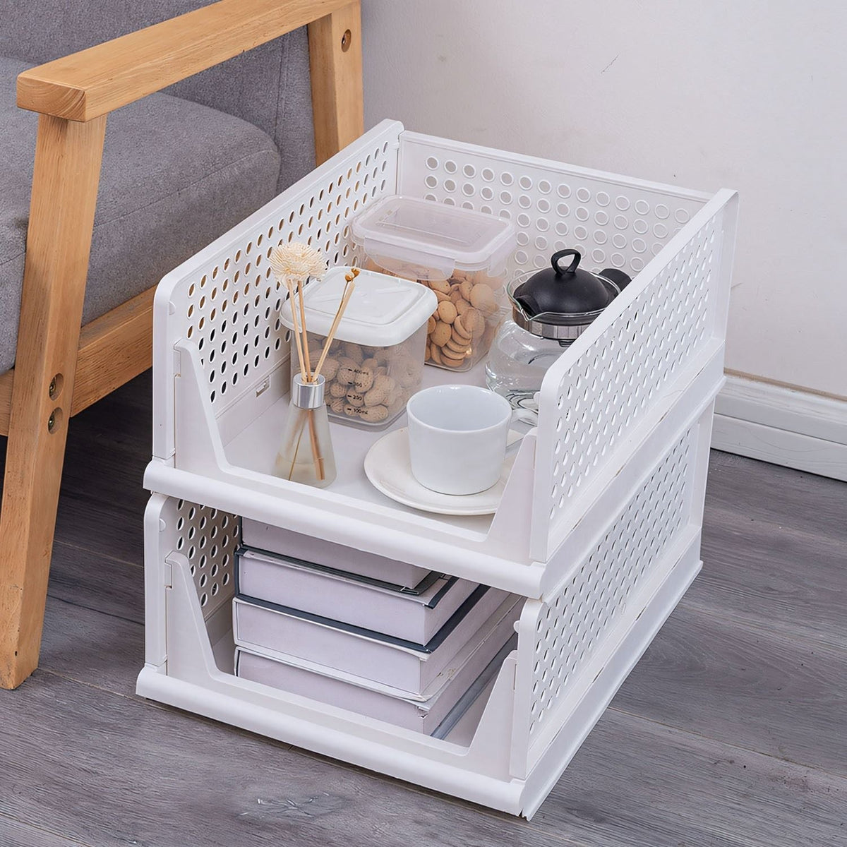 4 Packs Plastic Storage Box Closet Organizer