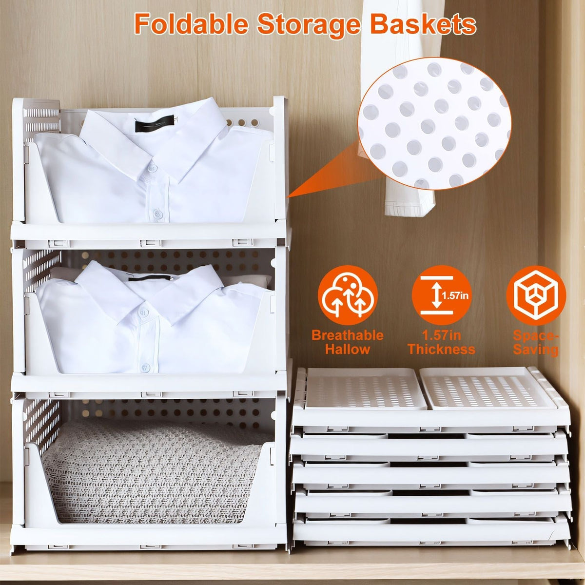 4 Packs Plastic Storage Box Closet Organizer