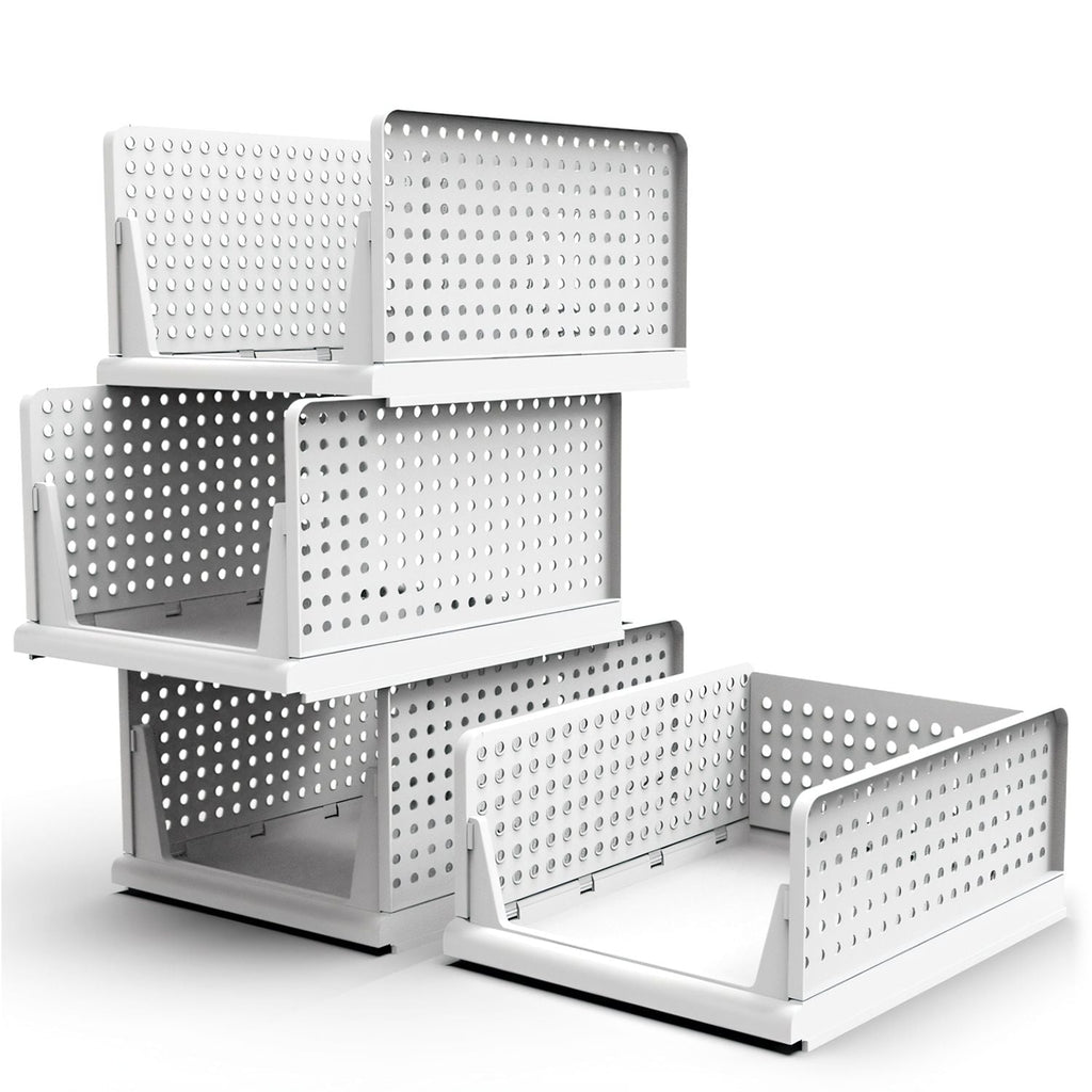 4 Packs Plastic Storage Box Closet Organizer