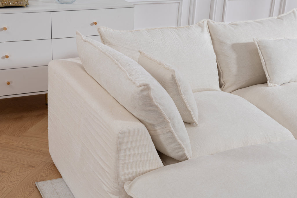 129.8" Width Cloud Couch Oversized Modular Sectional Sofa