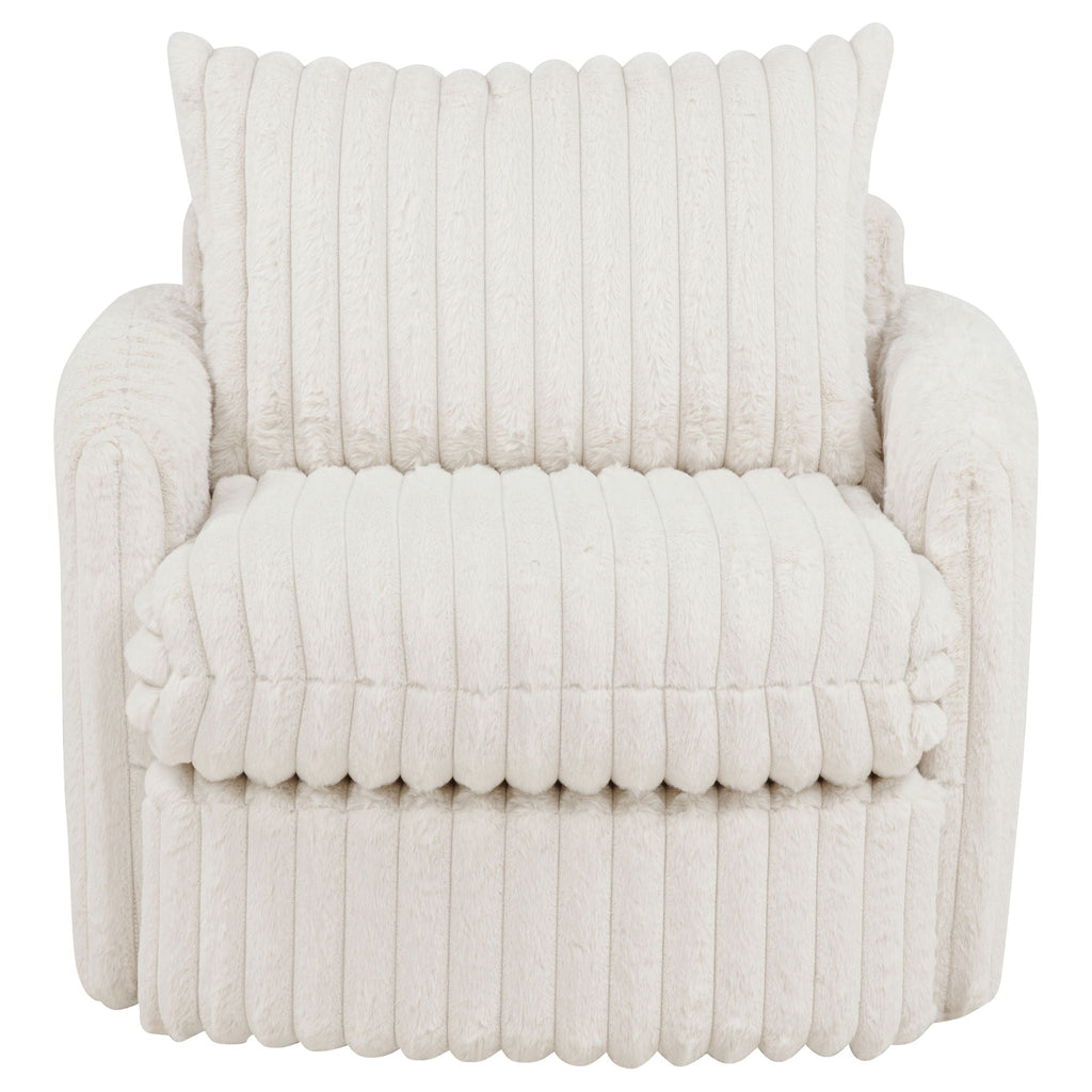 Sarco Corduroy Upholstered Swivel Accent Arm Chair Ivory