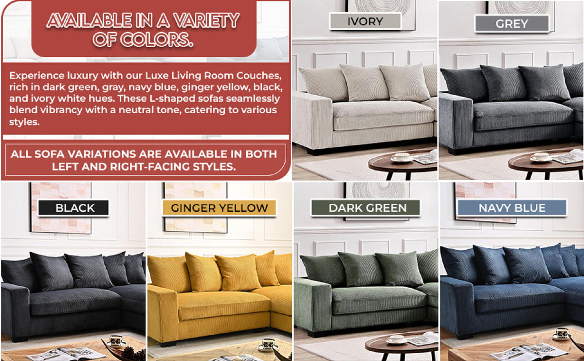 Luxe - Oversized 2 Piece L Shaped Sofa With Chaise