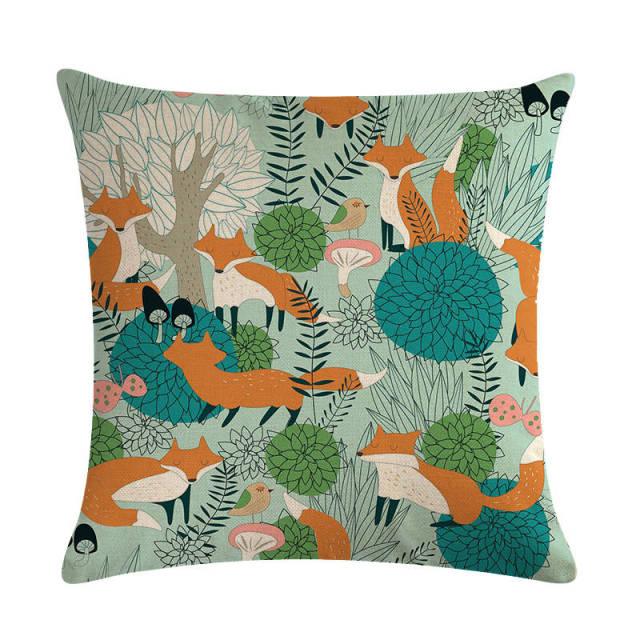 Forest Animal Fox Throw Pillow Covers Cute Cushion Cover Children