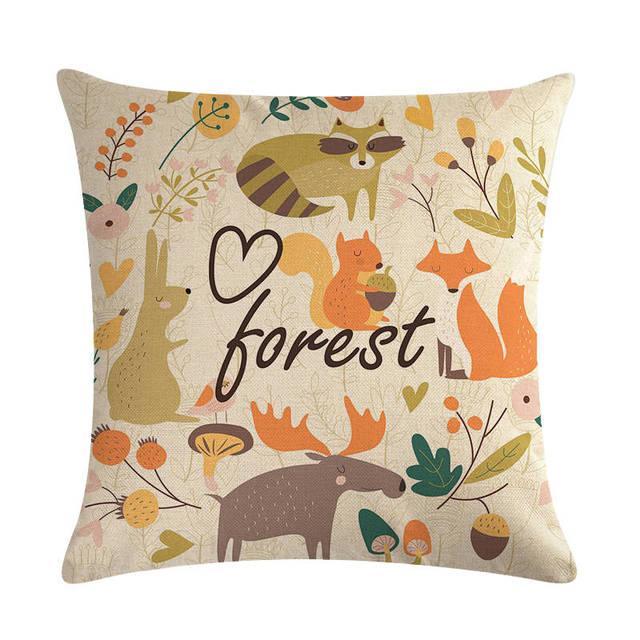 Forest Animal Fox Throw Pillow Covers Cute Cushion Cover Children