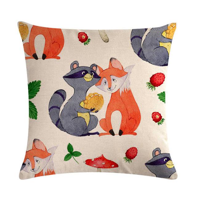 Forest Animal Fox Throw Pillow Covers Cute Cushion Cover Children