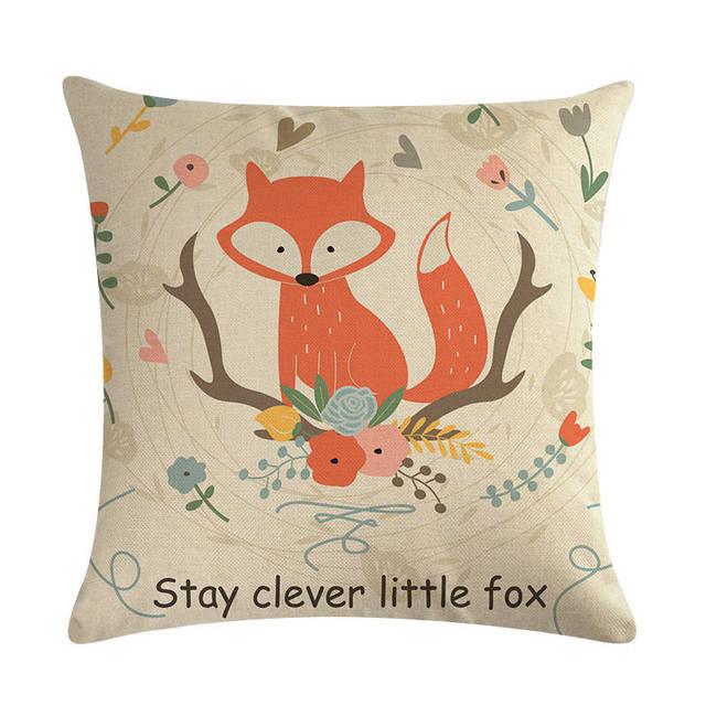 Forest Animal Fox Throw Pillow Covers Cute Cushion Cover Children