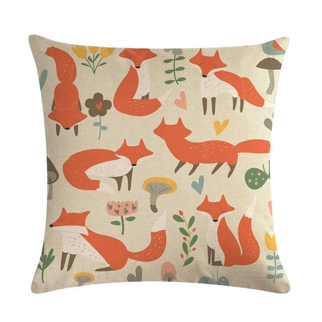 Forest Animal Fox Throw Pillow Covers Cute Cushion Cover Children