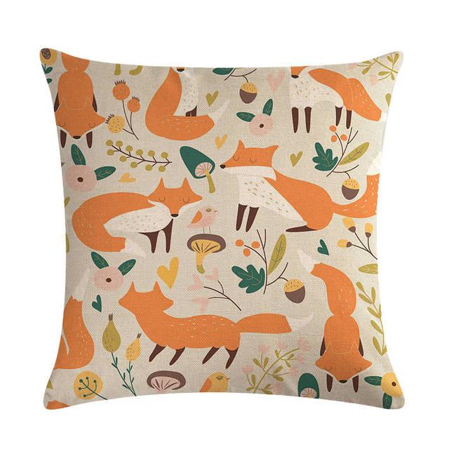 Forest Animal Fox Throw Pillow Covers Cute Cushion Cover Children