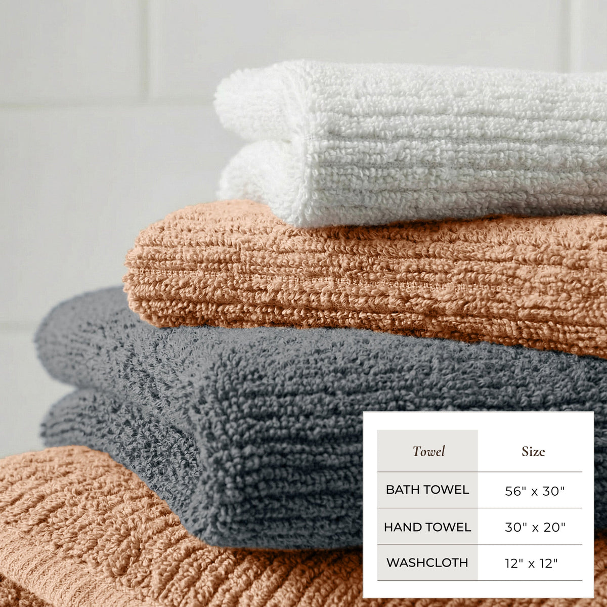 Turkish Cotton Ribbed 6-Piece Bath Towel Set