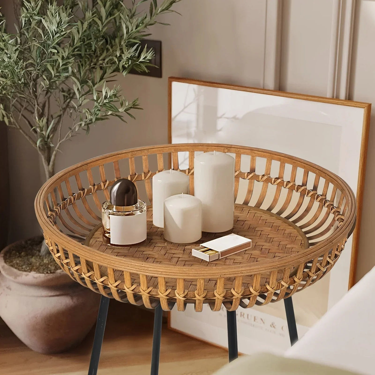Oakrian Rattan Side Table Nesting Tables Set Of 2